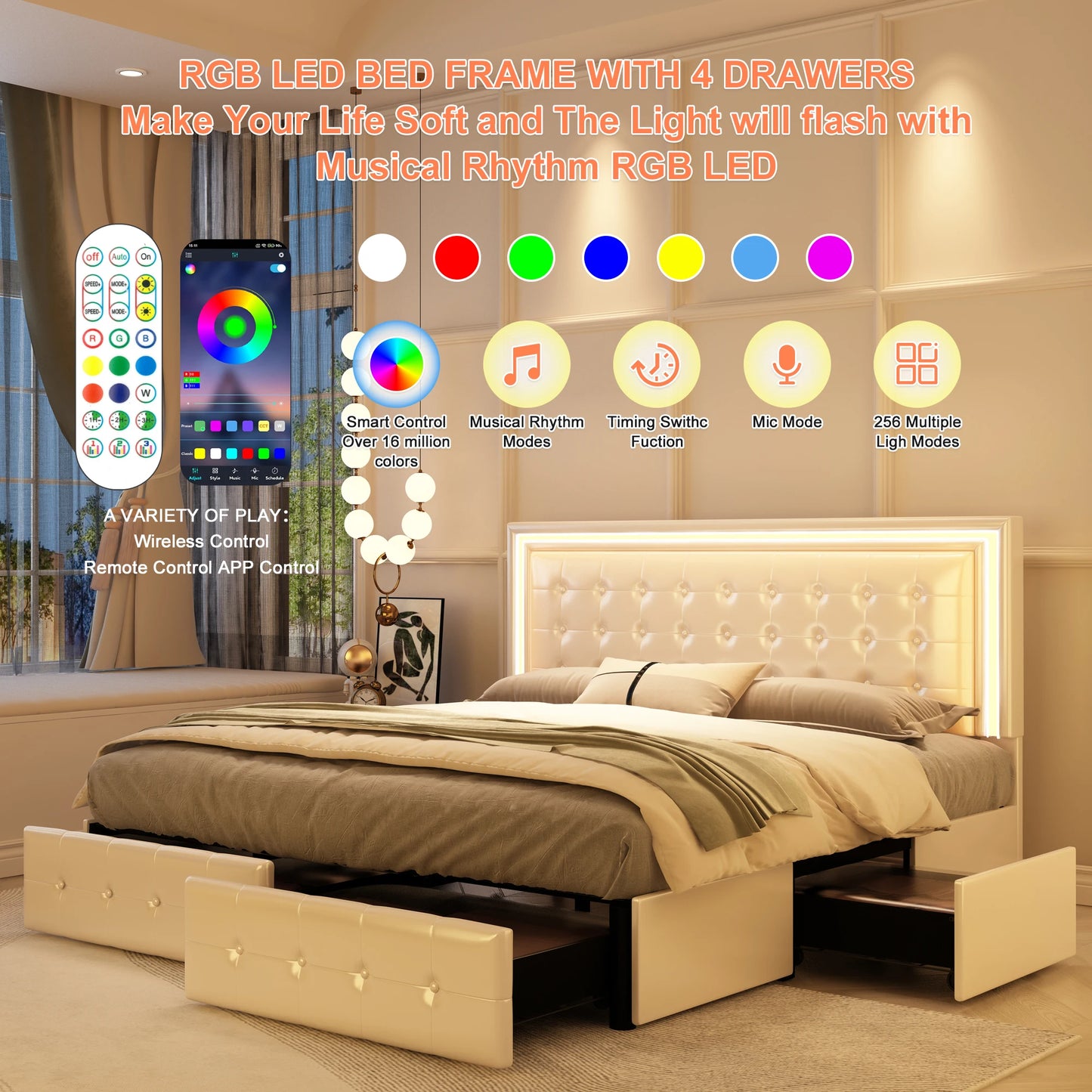 Queen LED Bed Frame