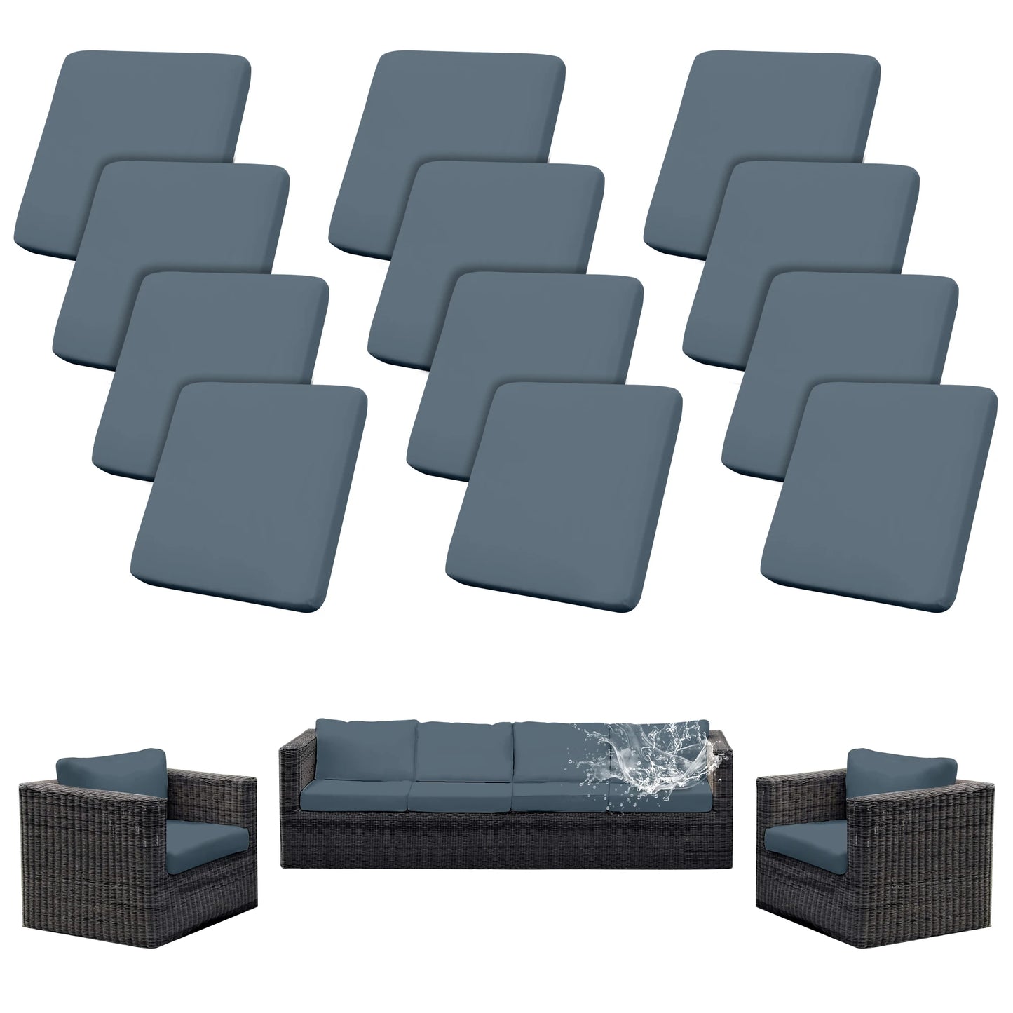 12Pcs Patio Cushion Cover Replacement
