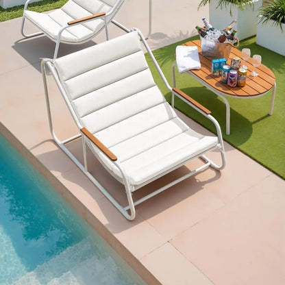 Teslin Chaise Lounge Chairs with Acacia Wood Side Table