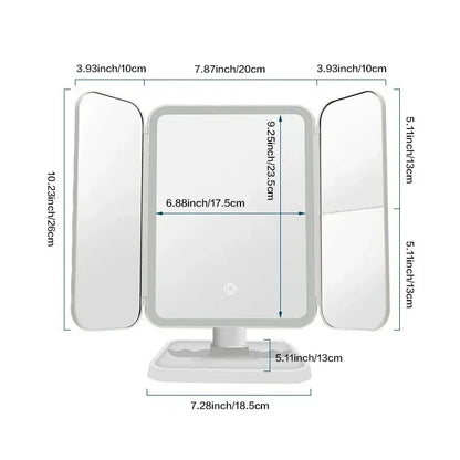 Trifold Makeup Mirror with LED lights