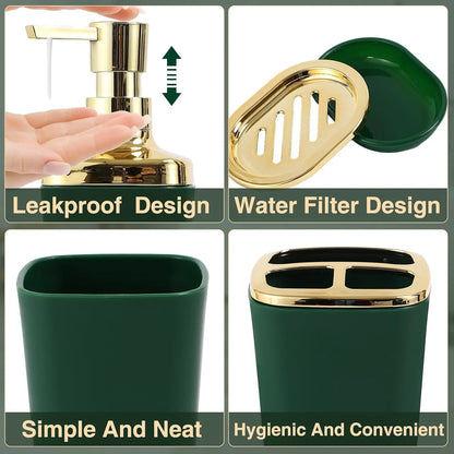 Green and Gold Bathroom Set