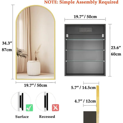 Arched Medicine Cabinet  Bathroom Medicine Cabinet with Mirror with