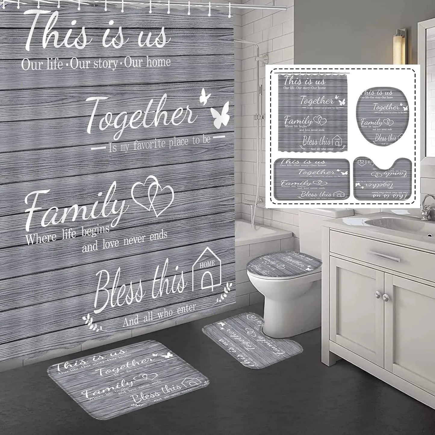 4-Piece Grey Bathroom Set