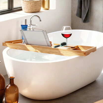 Expandable Bamboo Bathtub Tray