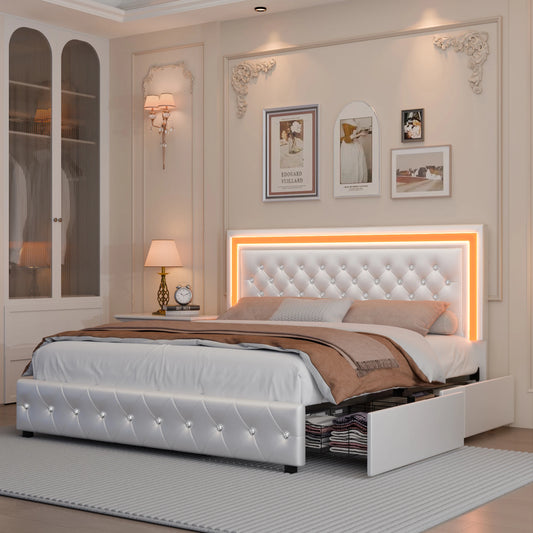 Queen LED Platform Bed Frame