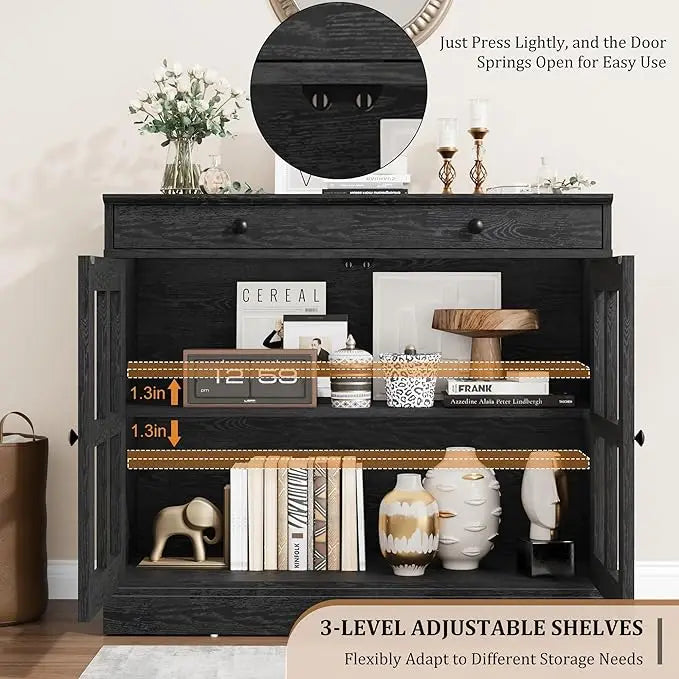 35.4" Oak Sideboard Buffet Cabinet
