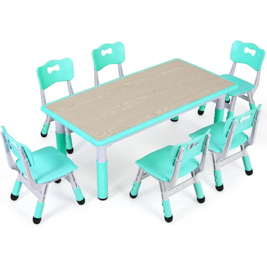 Kids Table and 6 Chairs Set,