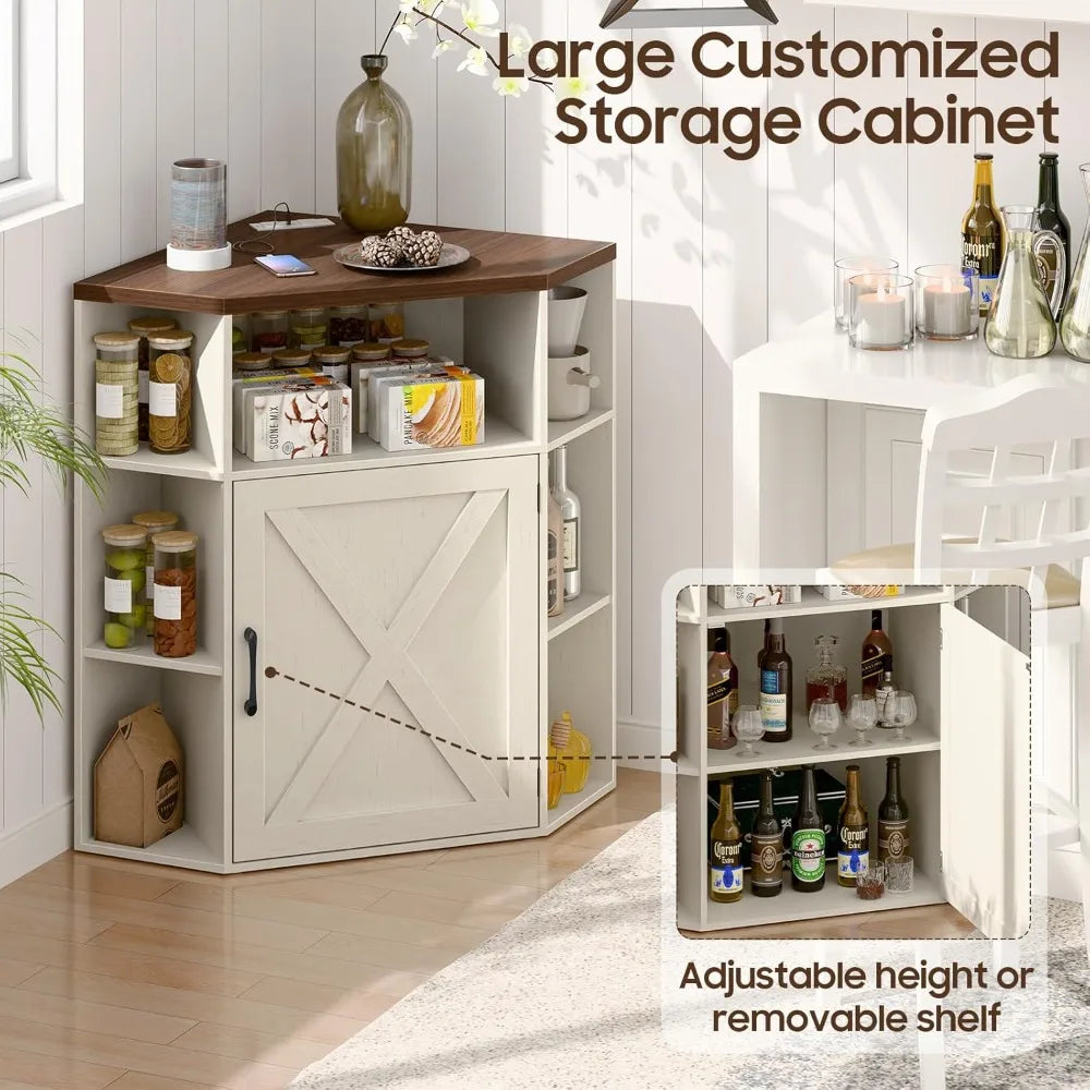 Corner Cabinet with USB Ports & Outlets