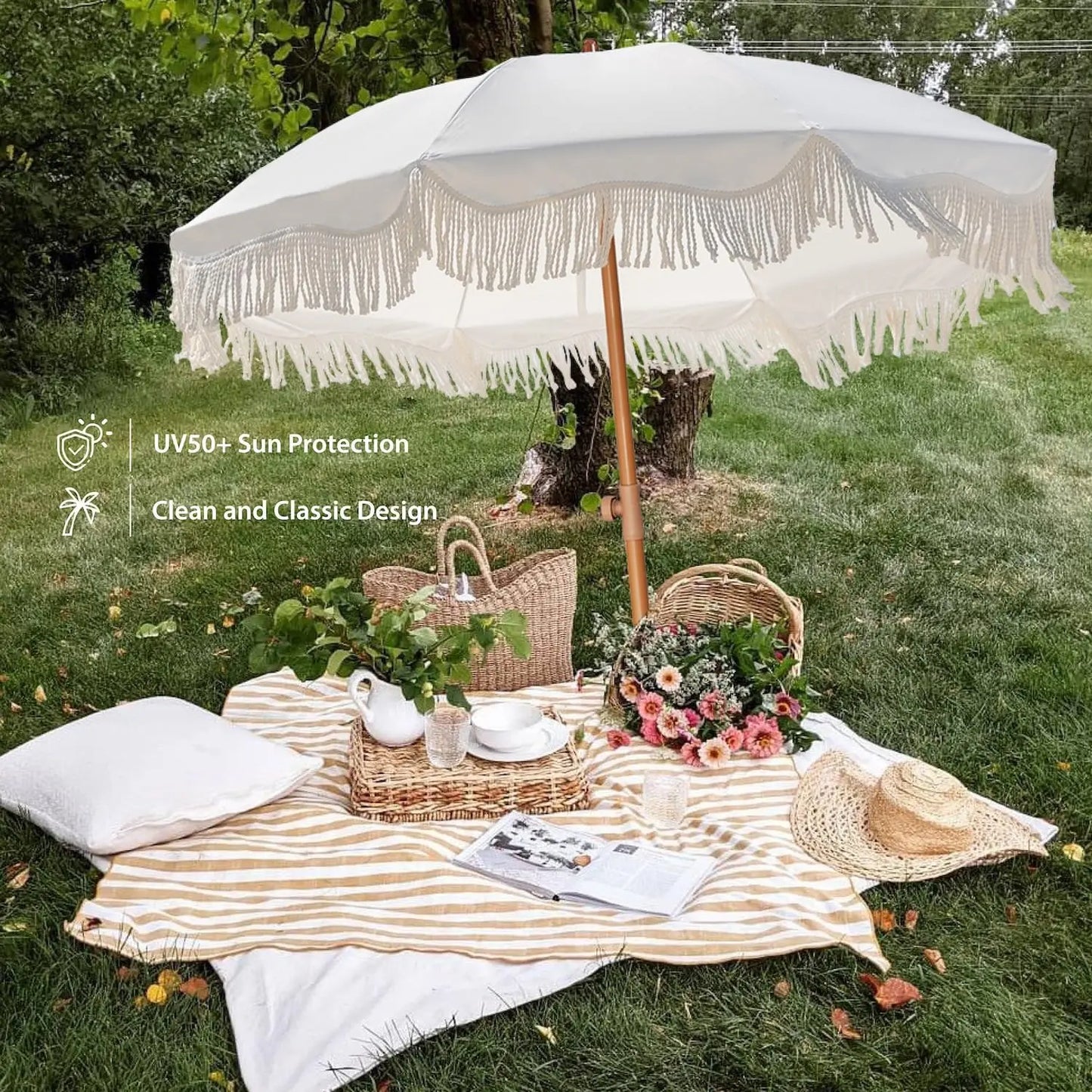 Outdoor Umbrella with   for Patio Beach Picnic
