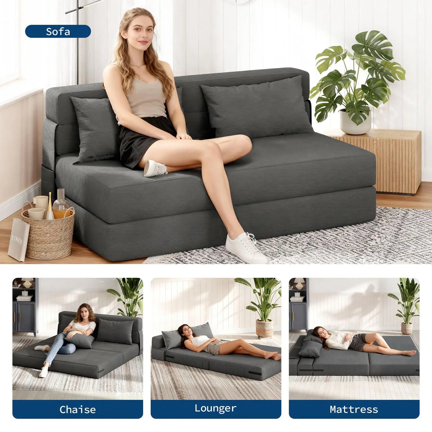 Pillow Space-Saving Fold Out Chair Bed