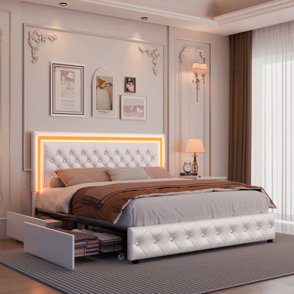Queen LED Platform Bed Frame