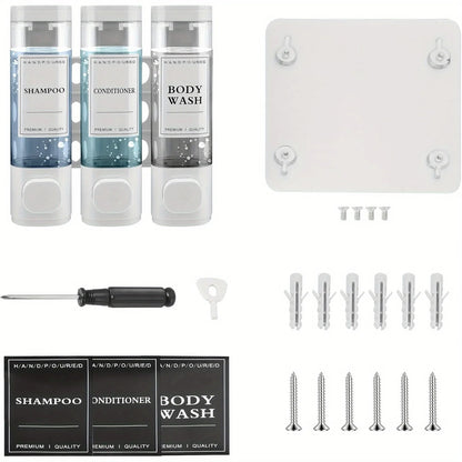 Wall-mounted   3-in-1 Shampoo and Conditioner Dispenser