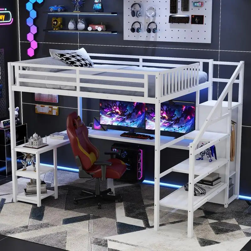 Queen Size Metal Loft Bed