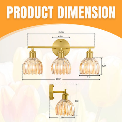 Floral Tulip Glass Shade for Mirror Front Lamp