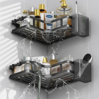 6PCS Double-layer Stainless Steel Corner Shelf