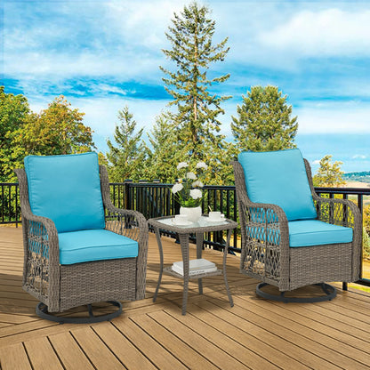 Wicker Swivel Chair Set