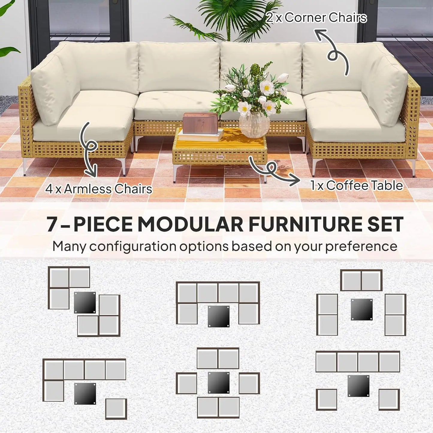 7-Piece  Wicker Furniture Set