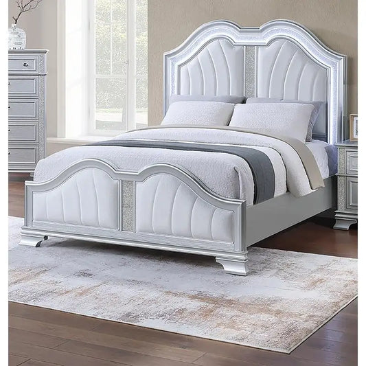 Queen Size Bed Gray Finish