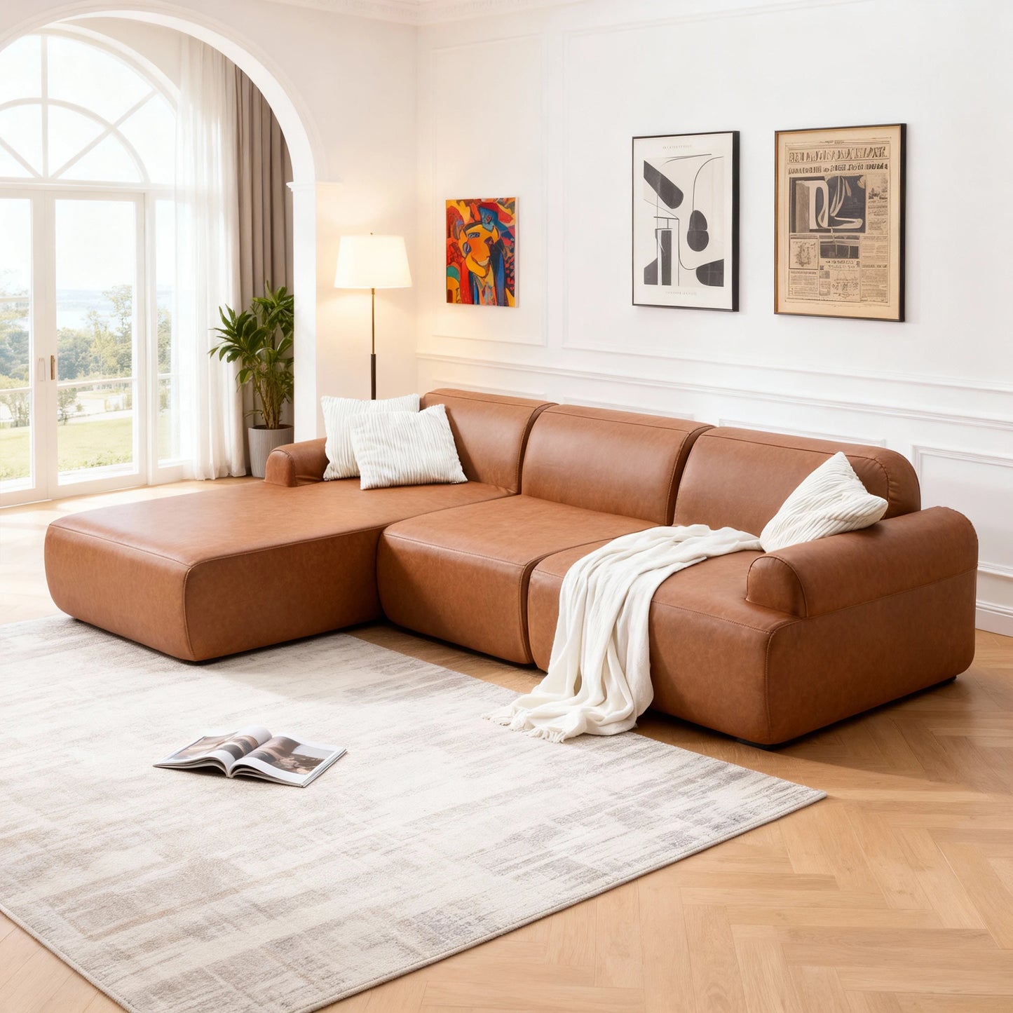 leather segmented sofa