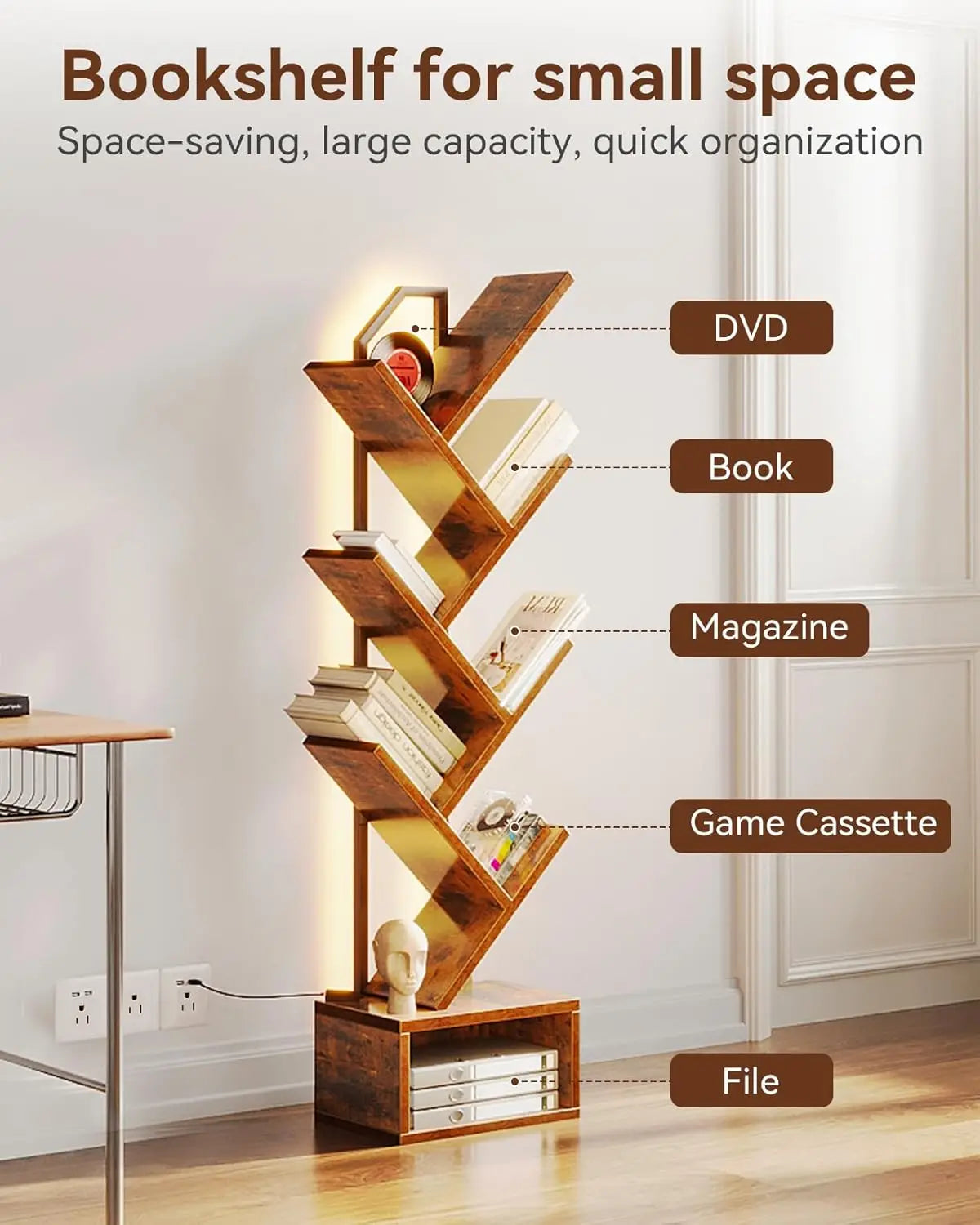 Steel & Wood Floor Standing Bookcase