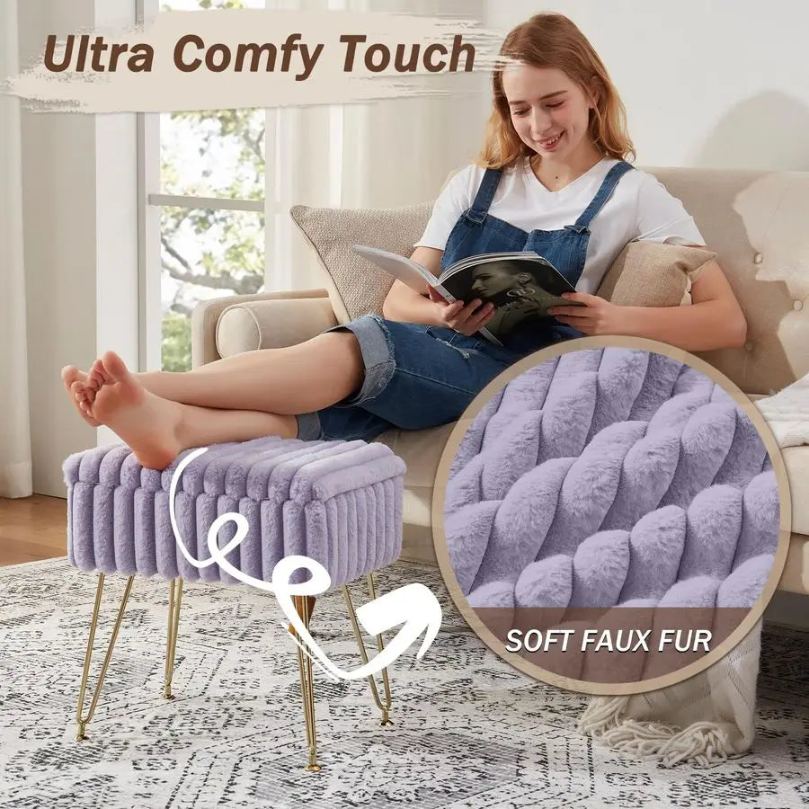 Faux Fur Stools for Vanity