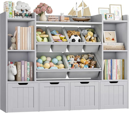 Kids Bookshelf Playroom Storage Cabinet