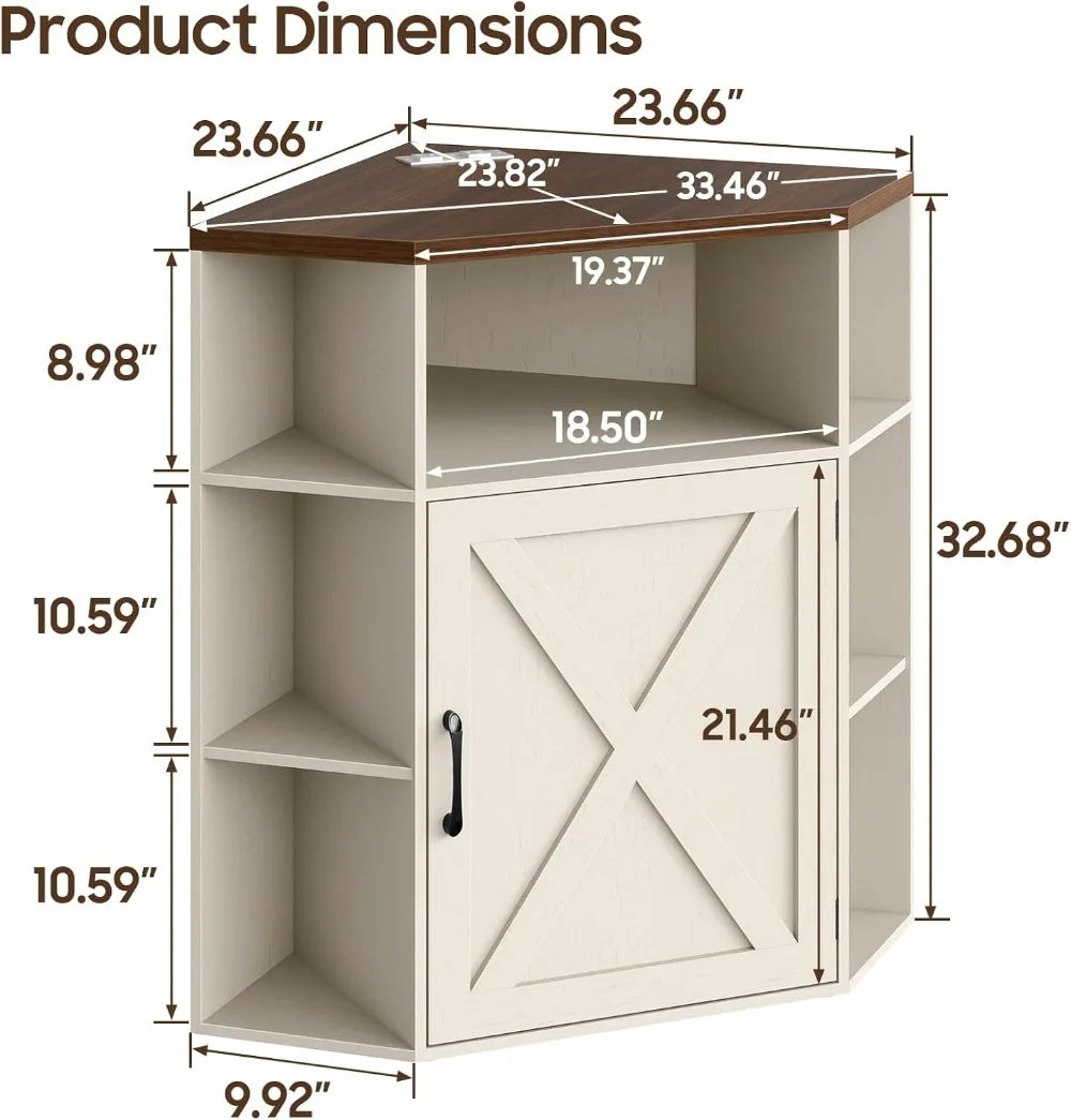 Corner Cabinet with USB Ports & Outlets