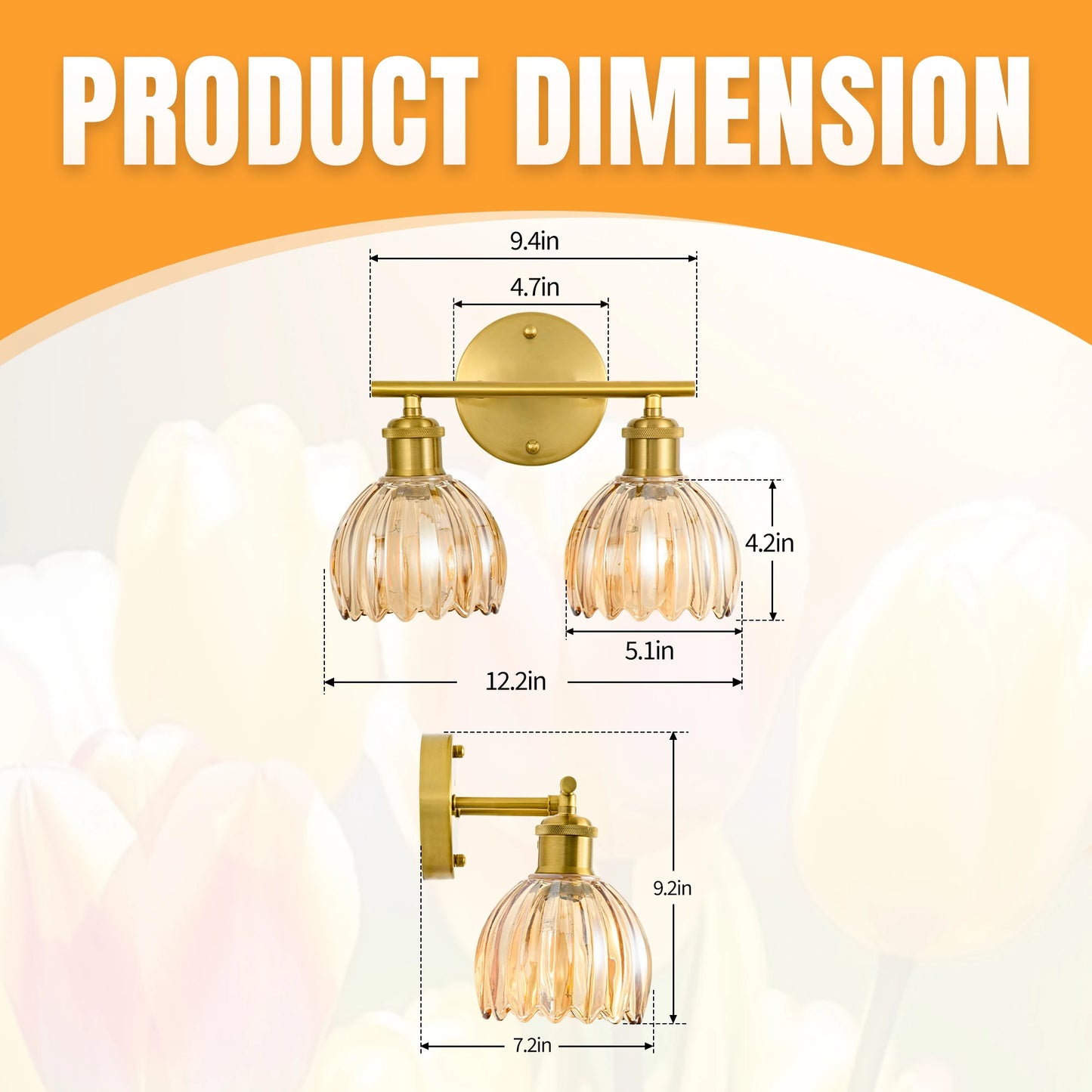 Floral Tulip Glass Shade for Mirror Front Lamp