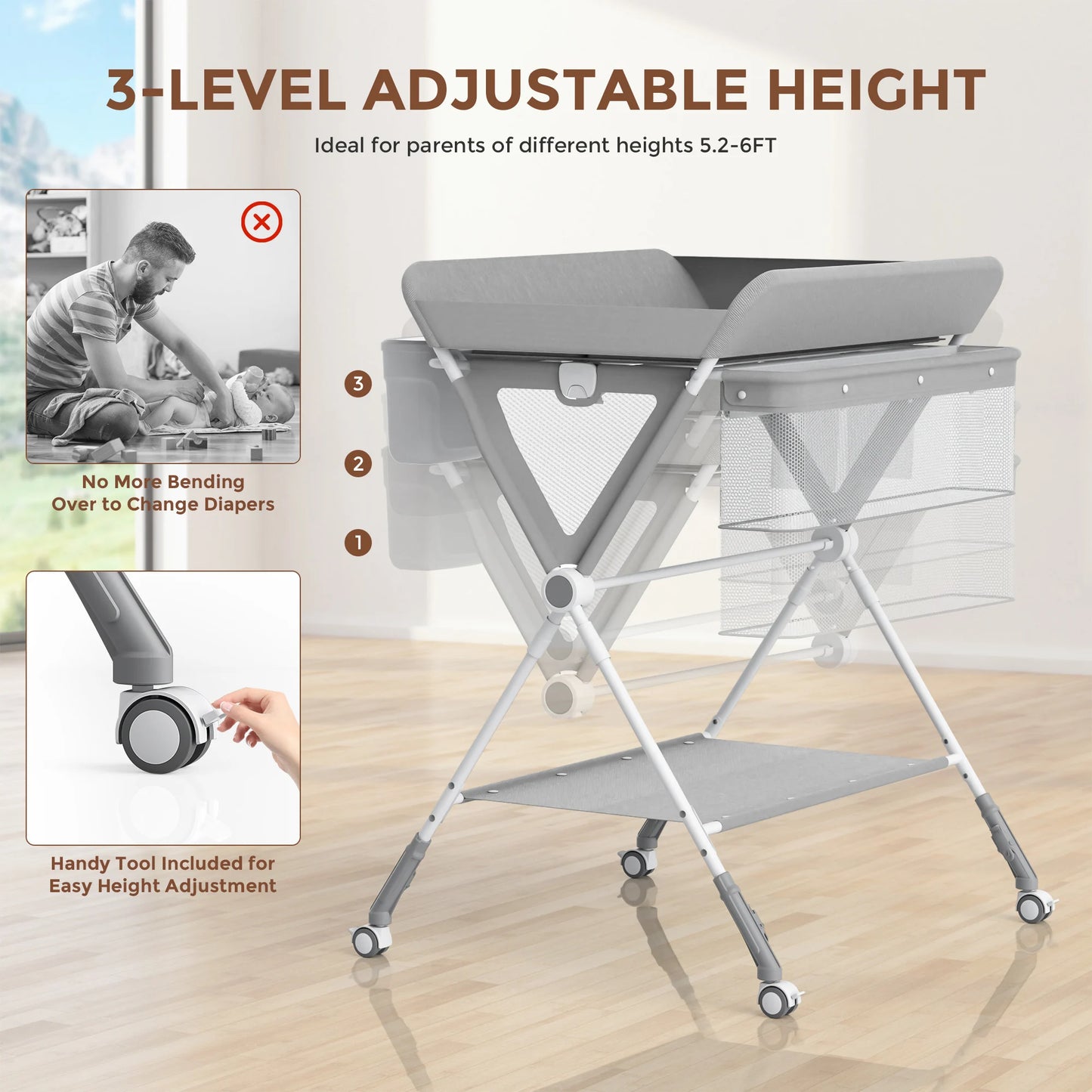 Portable Height Diaper Care Station