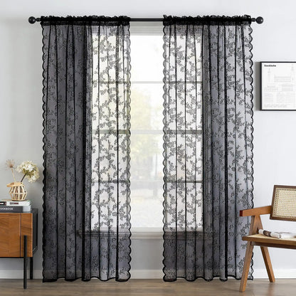 floral chiffon lace curtain