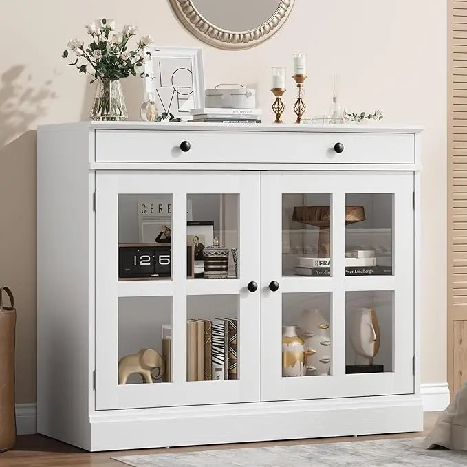 35.4" Oak Sideboard Buffet Cabinet