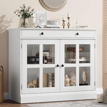 35.4" Oak Sideboard Buffet Cabinet