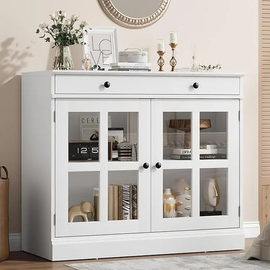 35.4" Oak Sideboard Buffet Cabinet