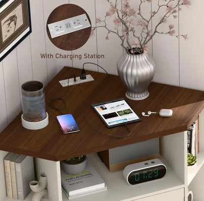 Corner Cabinet with USB Ports & Outlets
