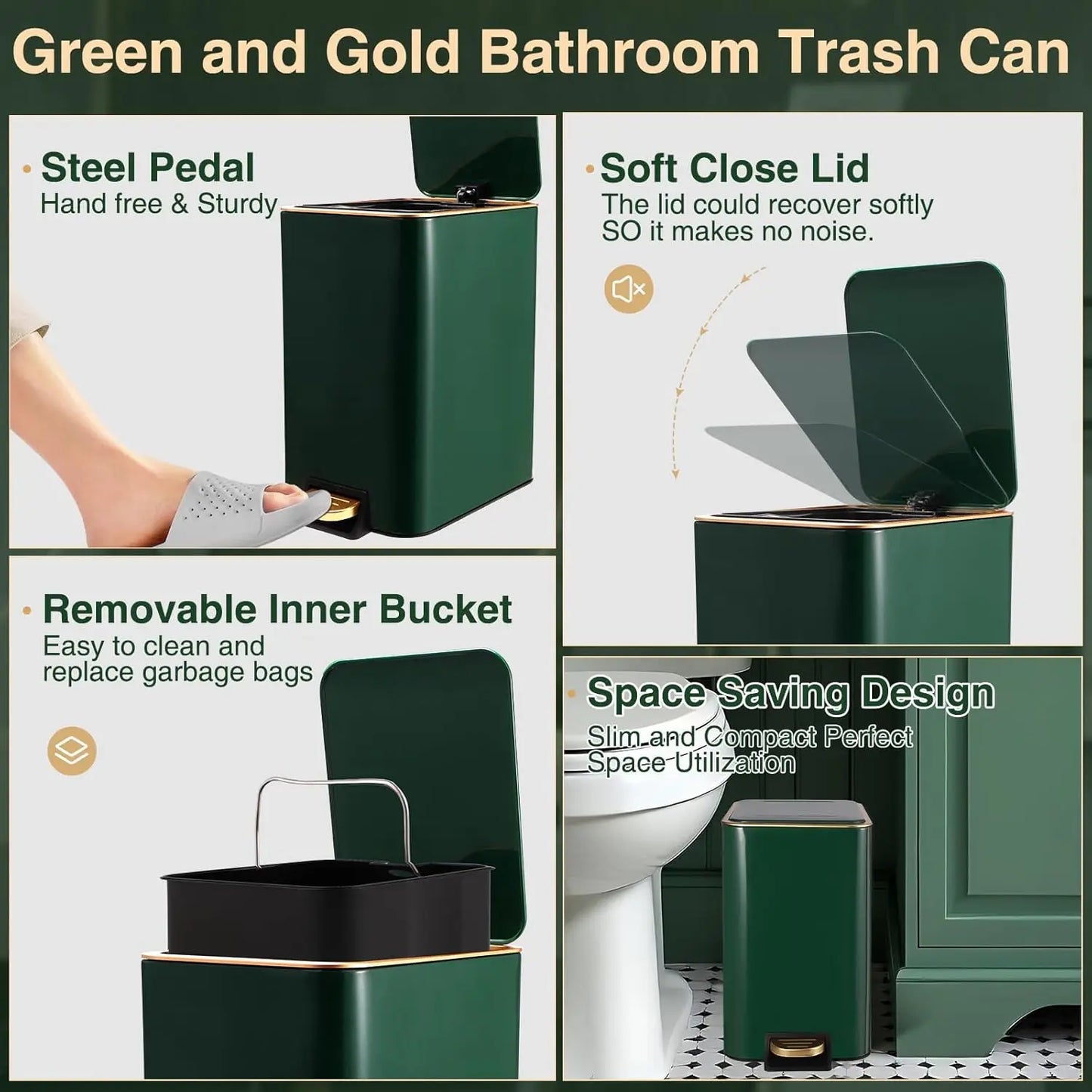 Green and Gold Bathroom Set