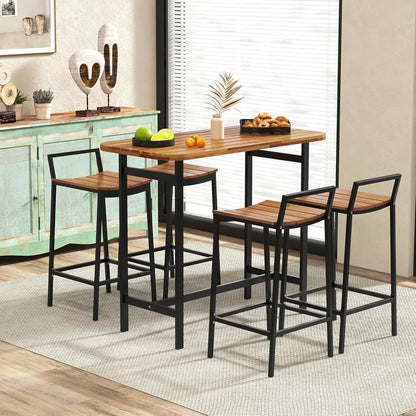 Table Set for 4 with Metal Frame & Footrest