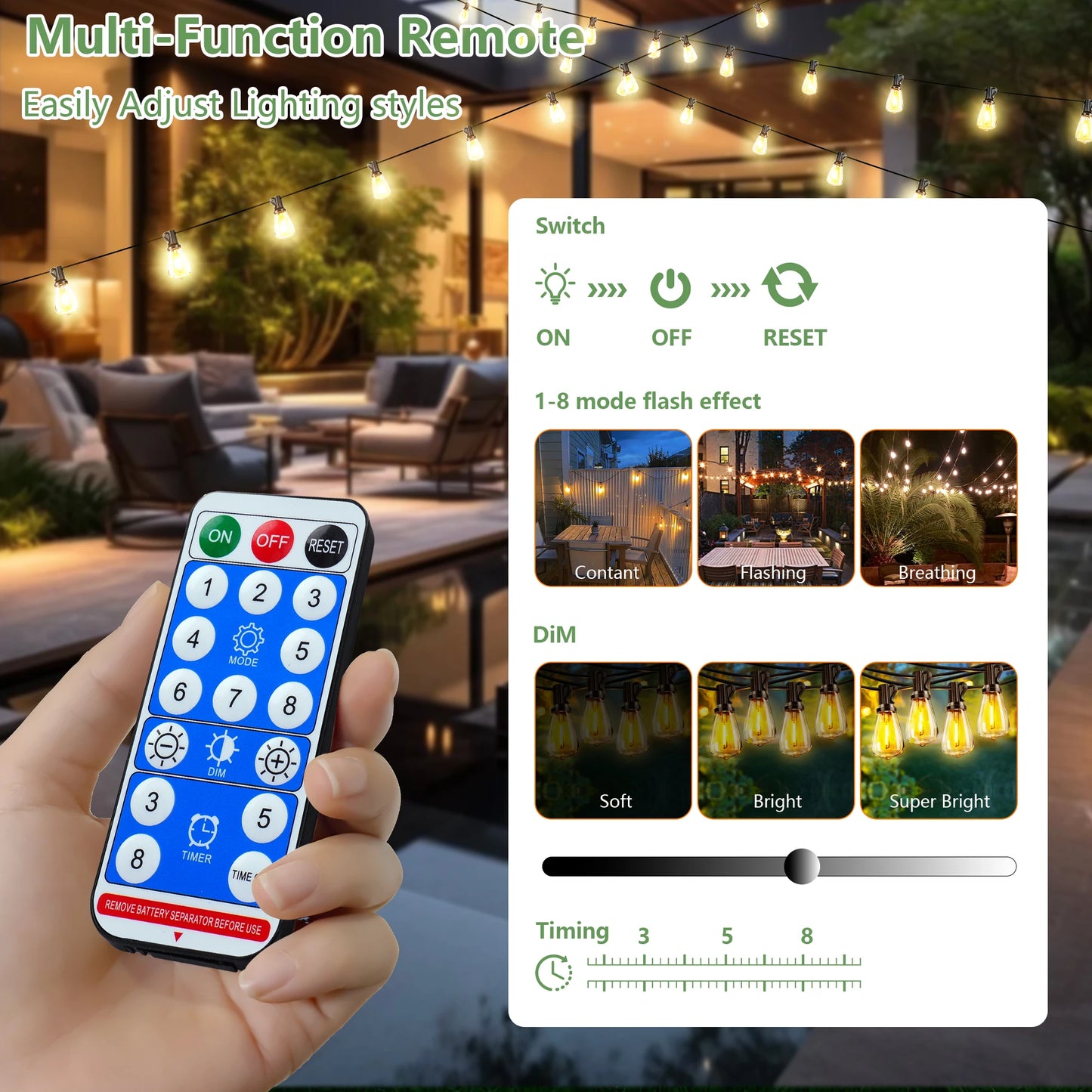 100FT Solar Outdoor String Lights I