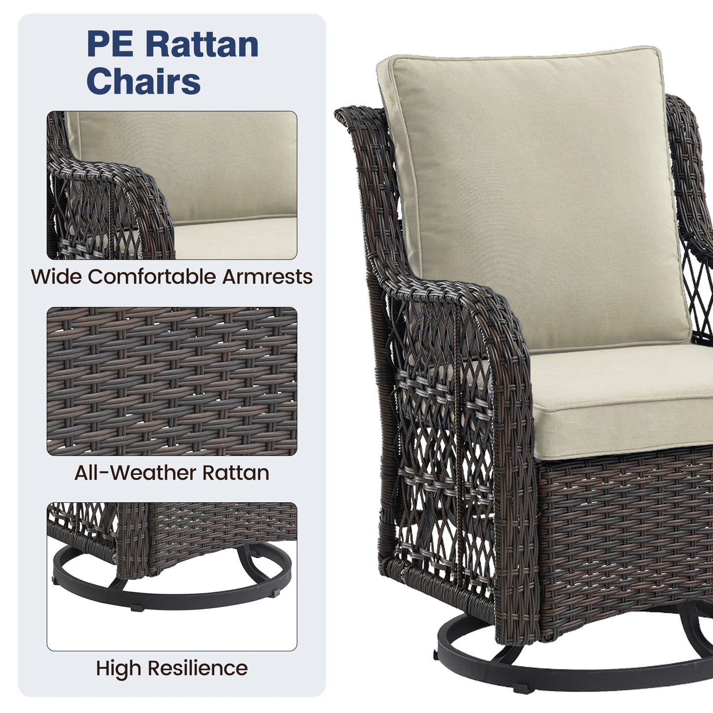 Wicker Swivel Chair Set