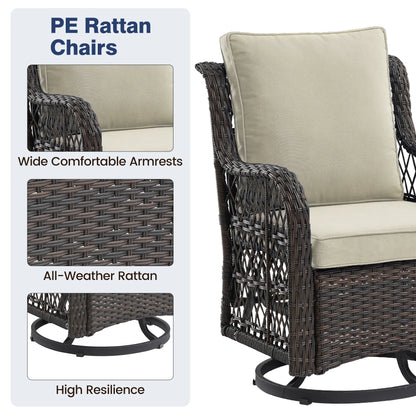 Wicker Swivel Chair Set