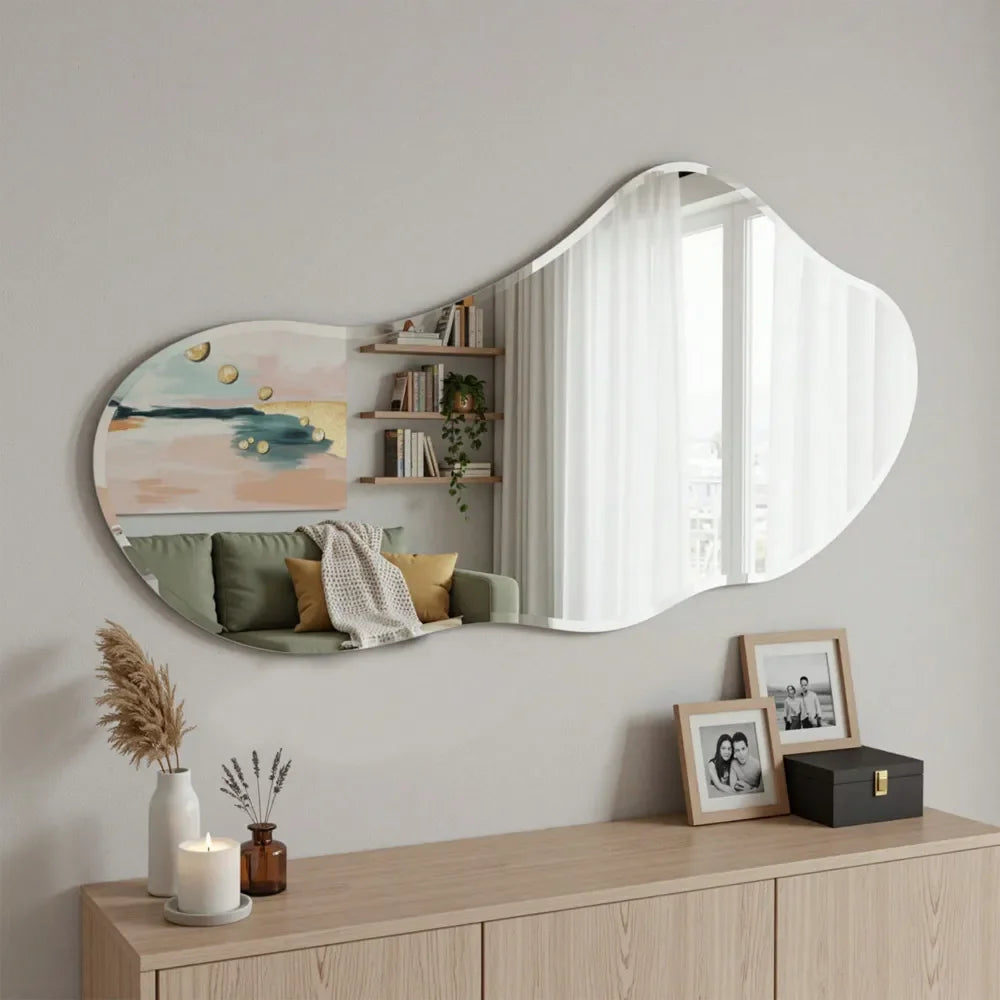 Black Modern Asymmetrical Mirror