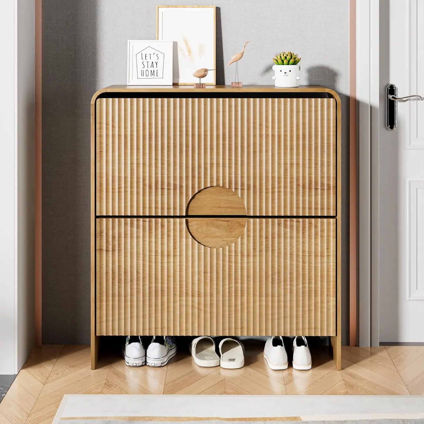 Narrow Shoe Cabinet for Entryway Doors