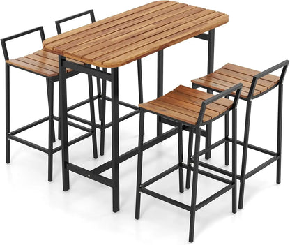 Table Set for 4 with Metal Frame & Footrest