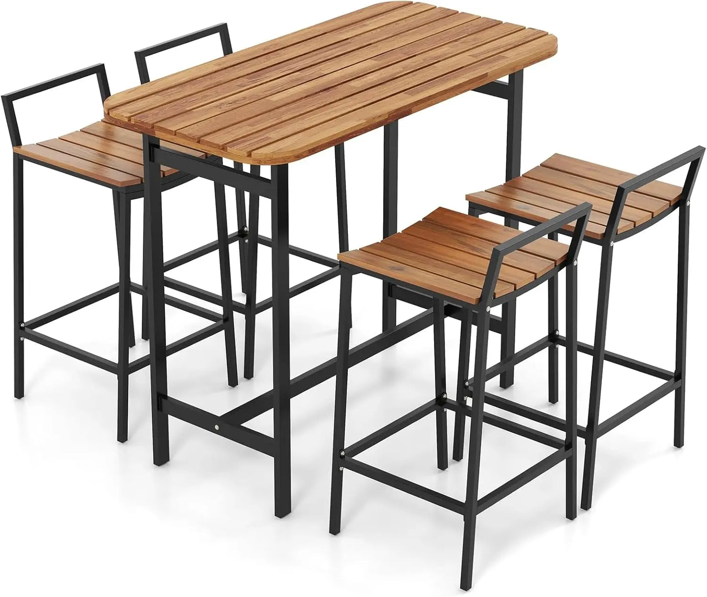 Table Set for 4 with Metal Frame & Footrest