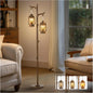 68" Rustic Farmhouse Tree Trunk Floor Lamp with Lantern