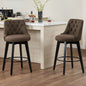 Swivel Bar Stools Set of 4, Linen Counter Height Bar Stool with Back, Upholstered Bar Stools for Kitchen Island, Dining, Cafe