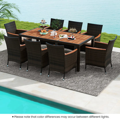 9PCS Patio Wicker Dining Set