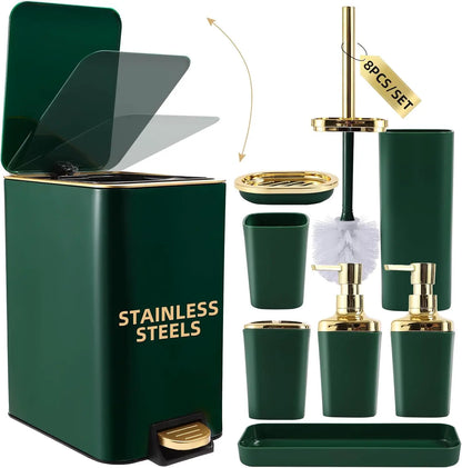 Green and Gold Bathroom Set