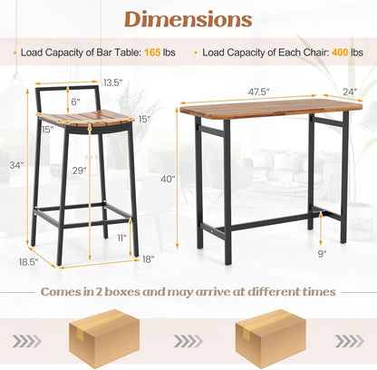 Table Set for 4 with Metal Frame & Footrest