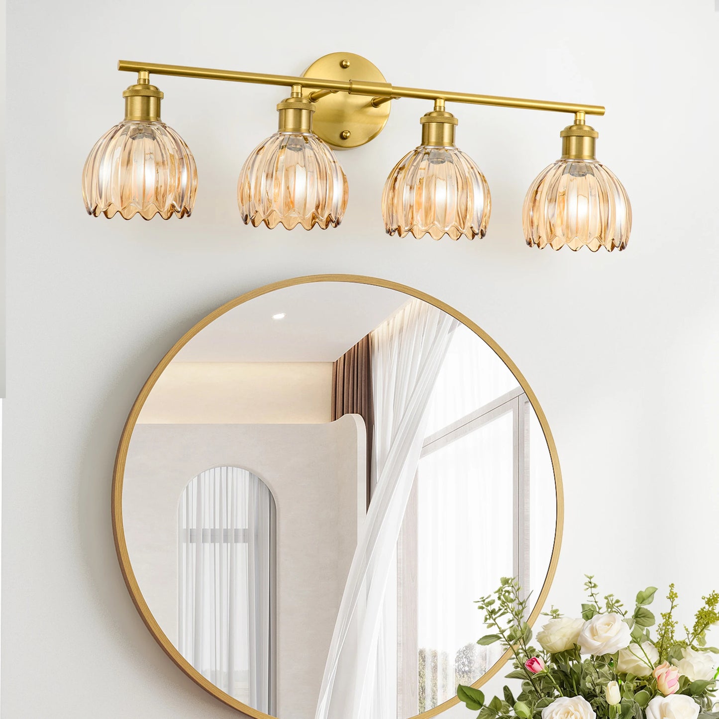 Floral Tulip Glass Shade for Mirror Front Lamp