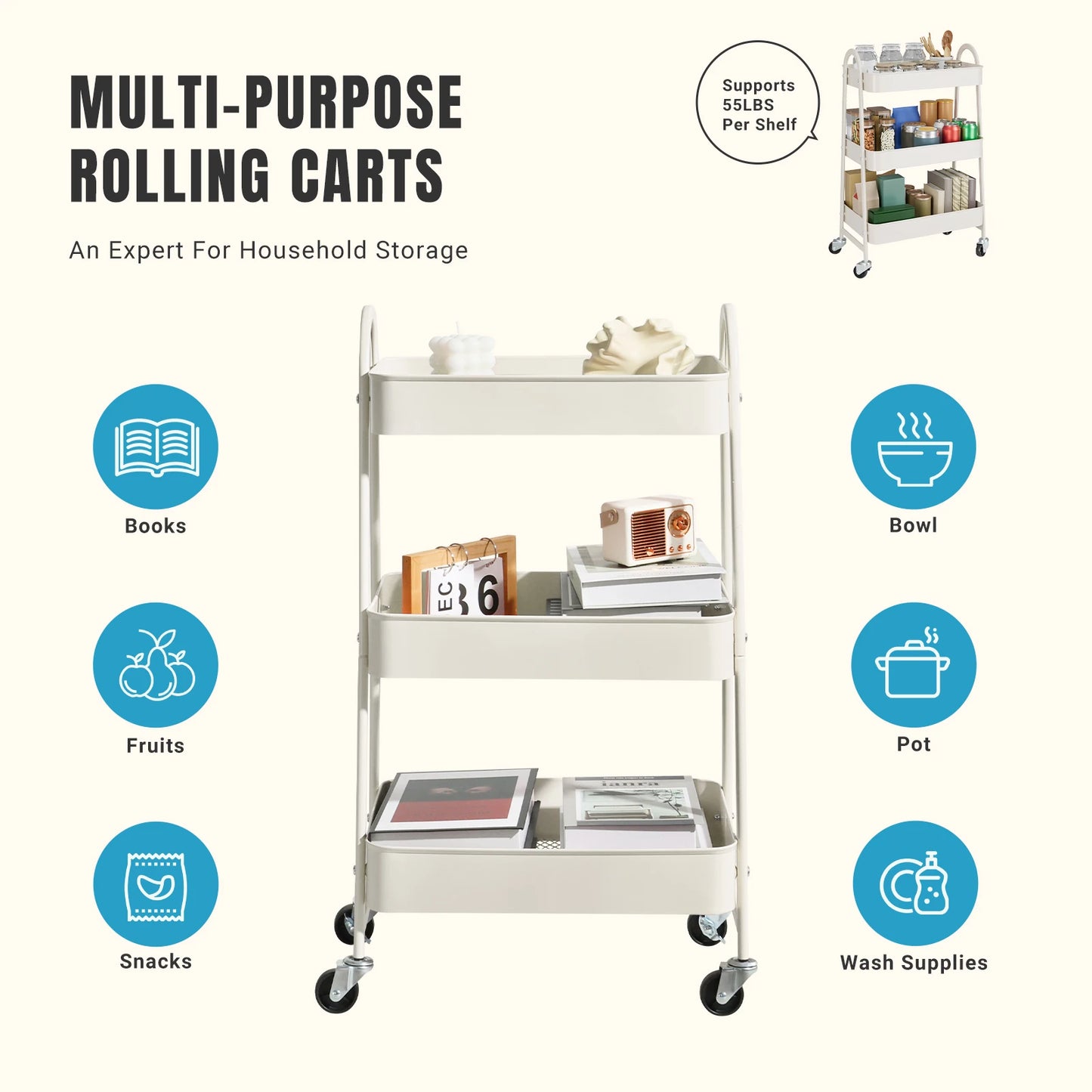 Metal Storage Kitchen Cart